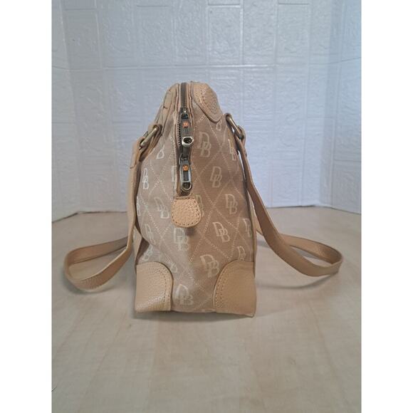 Dooney Bourke Beige Leather Monogram Satchel Handbag Size DB31 - Picture 6 of 12